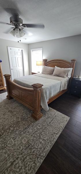 Queen bed headboard footboard night stand 