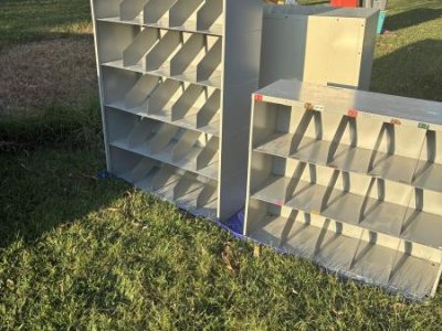 2 shelves 1 storage cabinet